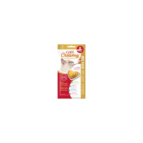 Gateries Catit Creamy avec superaliments, Melange assorti, 8 CATIT Friandises