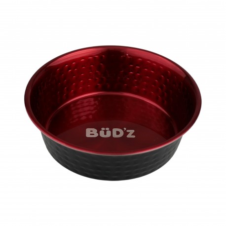 BUDZ BOL EN INOX, INTERIEUR MARTELE - ROUGE 3900ml (132oz) BUDZ Bols eau et nourriture