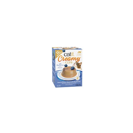 Mousse Catit Creamy Cups, Poulet et thon avec bleuets, 4 x 2 CATIT Treats