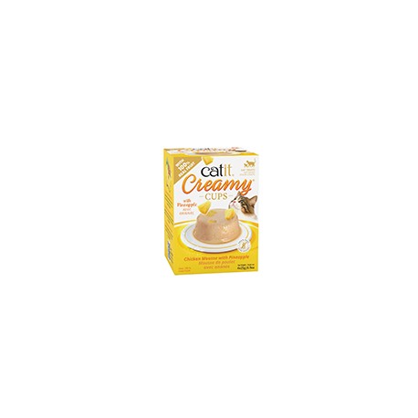 Mousse Catit Creamy Cups, Poulet avec ananas, 4 x 25 g CATIT Treats