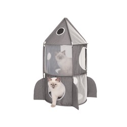 Tour à chat en forme de fusée CT,grise CATIT Toys