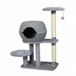 BUD Z ARBRE Ã€ CHAT TROIS NIVEAUX AVEC CACHETTE GRIS 58*38*9 BUDZ Griffoirs