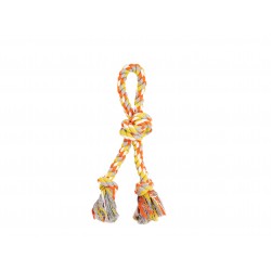 BUDZ JOUET DE CORDE POUR CHIEN DOUBLE  3 NOEUDS ORANGE ET J  Toys