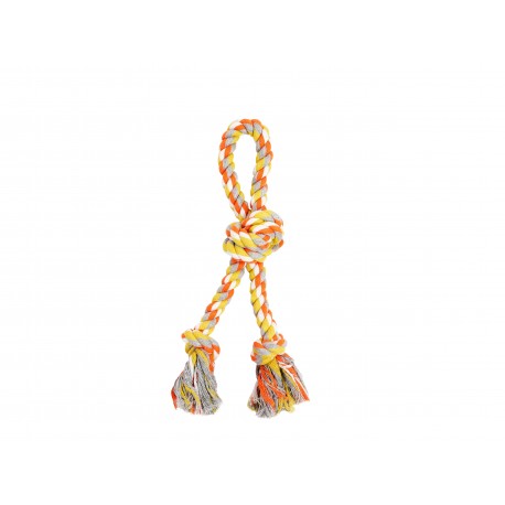 BUDZ JOUET DE CORDE POUR CHIEN DOUBLE  3 NOEUDS ORANGE ET J  Toys