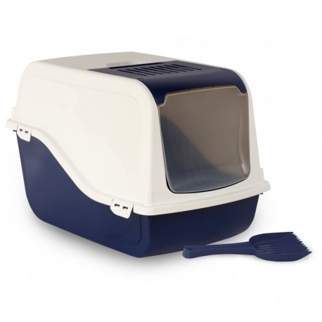 BERGAMO BAC A LITIERE AVEC DOME ARIEL BLEU NUIT BERGAMO Litter Boxes And Access.