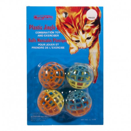 BURGHAM Cat Toy Plastic Jingle Balls /4pk BURGHAM Toys