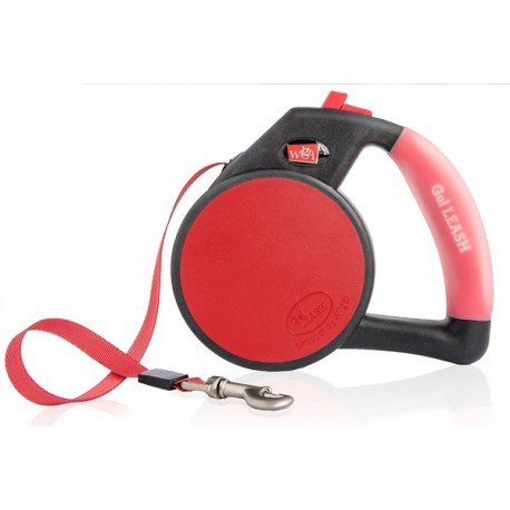 **DISC**WIGZI Gel Leash - Retractable Red - Med Leashes And Collars