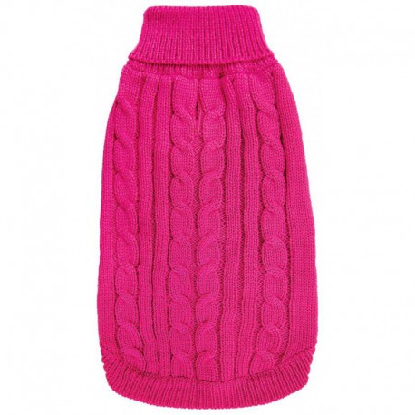 DQ Cable Knit Sweater - Magenta 20in DOGGIE-Q Lingerie