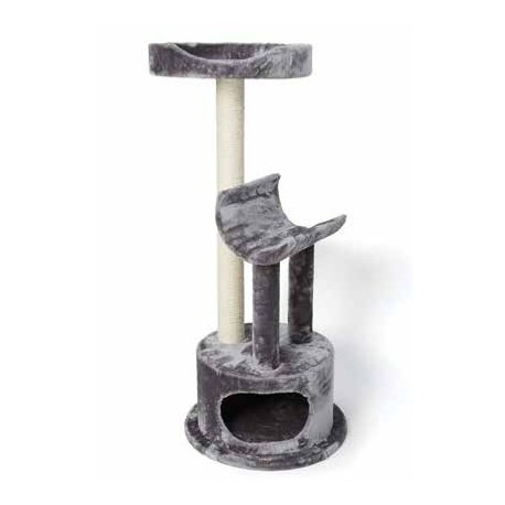 BUDZ ARBRE A CHAT CACHETTE & 2 PERCHOIRS GRIS 60*60*142cm BUDZ Scratching post