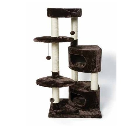 BUDZ ARBRE A CHAT COMPLET 5 NIVEAUX/CACHETTE BRUN 65X50X133c BUDZ Scratching post