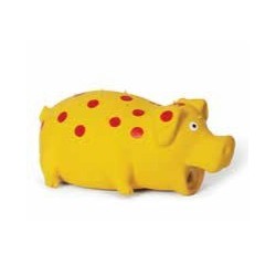 BUDZ CHIEN JOUET EN LATEX COCHON A POIS SQUEAKER 8 JAUNE BUDZ Jouets