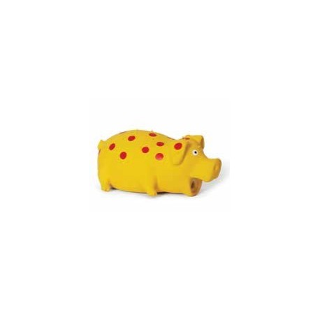 BUDZ CHIEN JOUET EN LATEX COCHON A POIS SQUEAKER 8 JAUNE BUDZ Jouets