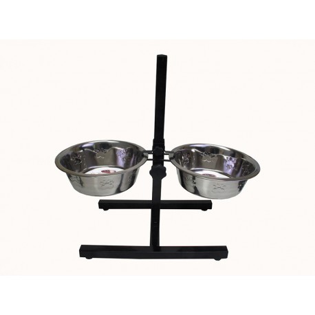 1.75L SUPPORT H AJUSTABLE, 2 BOLS MOTIF HUNTER BRAND Food And Water Bowls