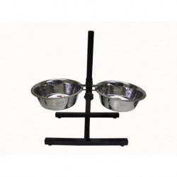 2.80L SUPPORT H AJUSTABLE, 2 BOLS MOTIF HUNTER BRAND Food And Water Bowls