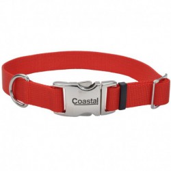 COLLIER NYL BOUCLE MÉTAL 3/4x14-20 RED COASTAL Leashes And Collars