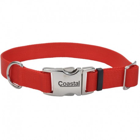 COLLIER NYL BOUCLE MÉTAL 5/8x10-14 RED COASTAL Laisses et colliers