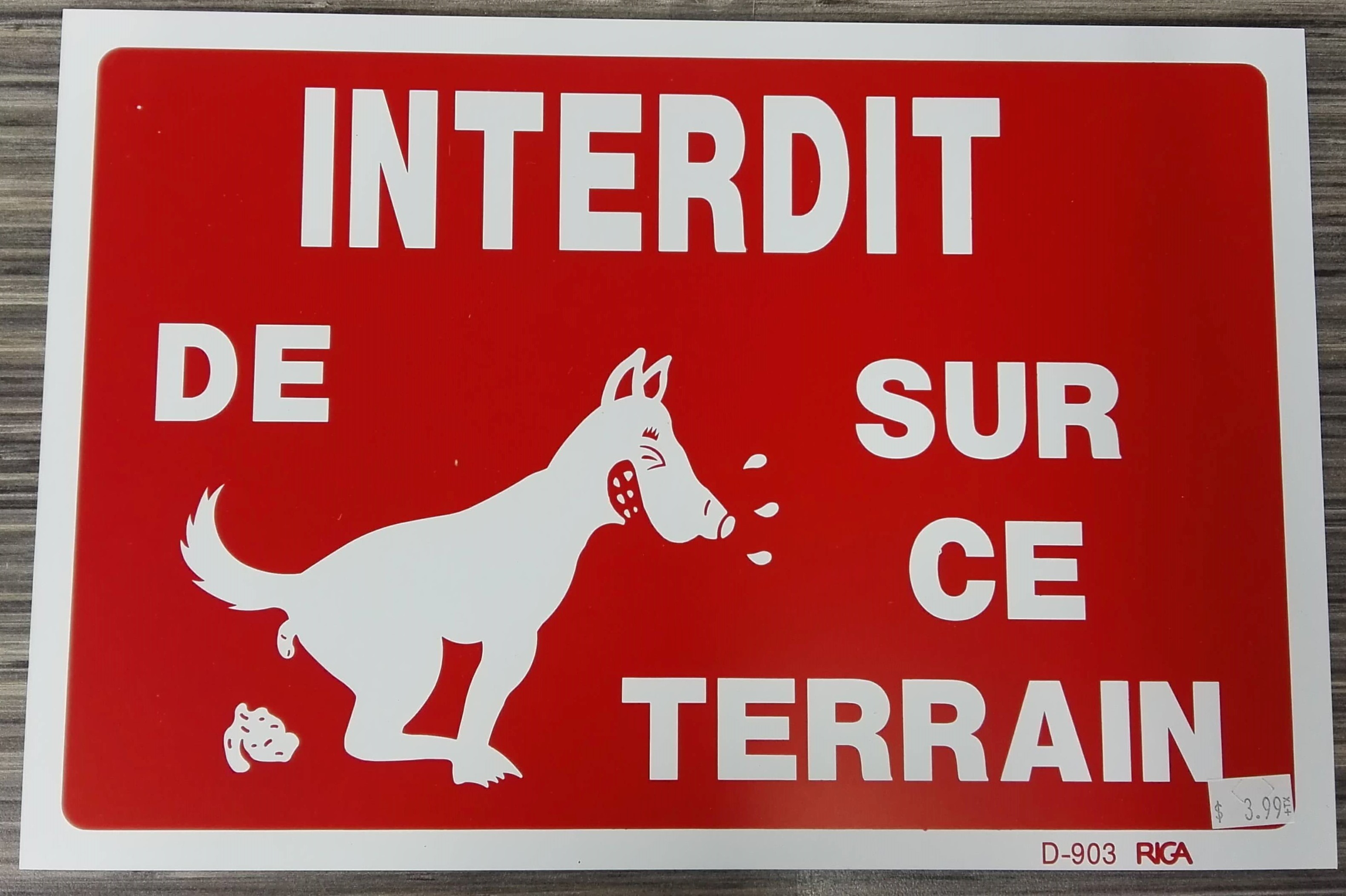 Tropicazoo, pancarte large danger chien garde (à vos risques)