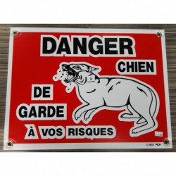 "pancarte large ""danger chien garde (à vos risques)""" RIGA Accessoires divers
