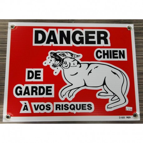 pancarte large danger chien garde (a vos risques) RIGA Accessoires divers