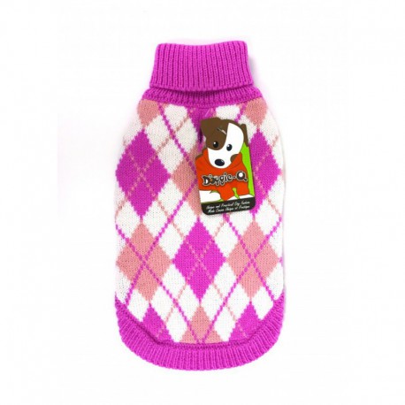 DQ Pink Argyle Sweater - 16in DOGGIE-Q Lingerie