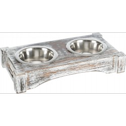 BOLS DOUBLES BOIS/STAINLESS 2 x 0.2 L TRIXIE Food And Water Bowls