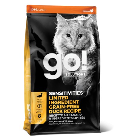 GO CHAT SENSITIVITIES LID SANS GRAINS CANARD 8 LBS PETCUREAN Nourritures sèche