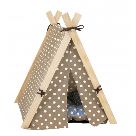 BUD Z CHAT TENTE STYLE CAMPING SBLE A POIS BLANC 23X21X26 BUDZ Jouets