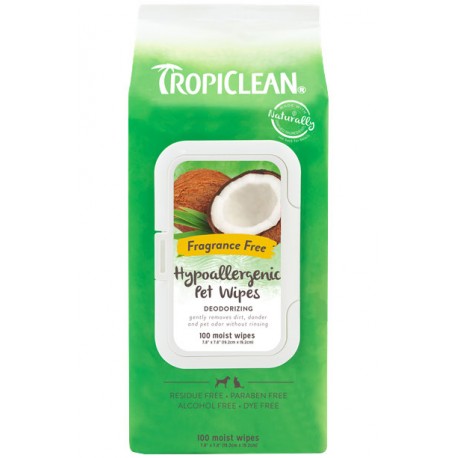 TROPICLEAN LINGETTES HYPOALLERG. (100/UN  Produits entretien