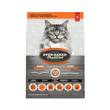 OBT NOURRITURE CHAT SEMI-HUMIDE A LA DINDE 3 LBS OVEN BAKED TRADITION Nourritures sèche