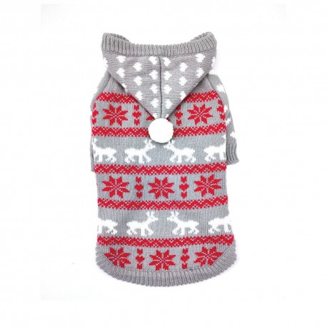 DQ Grey w/ Red Patterned Hoodie Sweater 8 DOGGIE-Q Lingerie