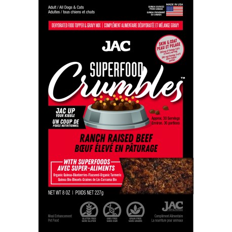 JAC CHIEN - CRUMBLES DE BOEUF 8OZ  Treats